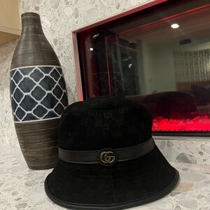 GG Logo Wide Brim Black Fedora